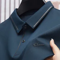 Polo sans couture de luxe pour hommes, haut de gamme, tissu cool, affaires, décontracté, golf, coupe couvertes, chemisier, t-shirt à col, nouveau 1